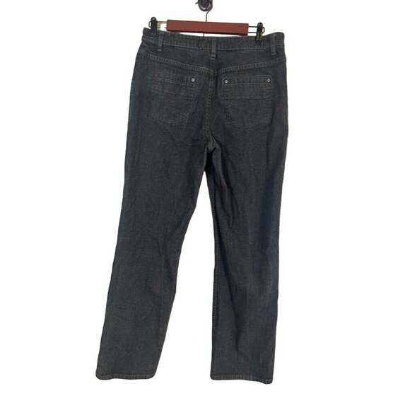 Coldwater Creek Jean 12 Black Denim Wide Leg Western Aztec Cowgirl Braid Hippie - Picture 8 of 14